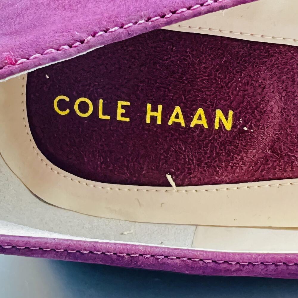 Cole Haan Shoes Womens 9 Purple Suede Waterproof Grand OS Wedge Pumps Round Toe - Picture 10 of 11